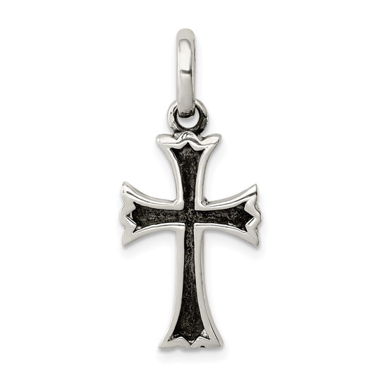 925 Sterling Silver Antiqued Crucifix CrossEngravable Charm Pendant Jewelry Gifts (Length 0.94" Width 0.55")