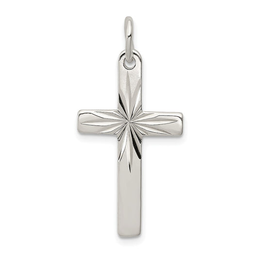 925 Sterling Silver Crucifix CrossEngravable Charm Pendant Jewelry Gifts (Length 1.09" Width 0.59")