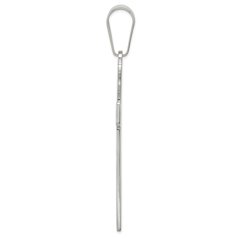 925 Sterling Silver Polished Crucifix CrossEngravable Charm Pendant Jewelry Gifts (Length 3.75" Width 1.8")