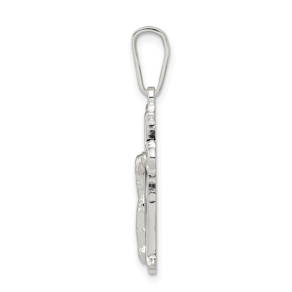 925 Sterling Silver Polished CrucifixEngravable Charm Pendant Jewelry Gifts (Length 1.17" Width 0.51")