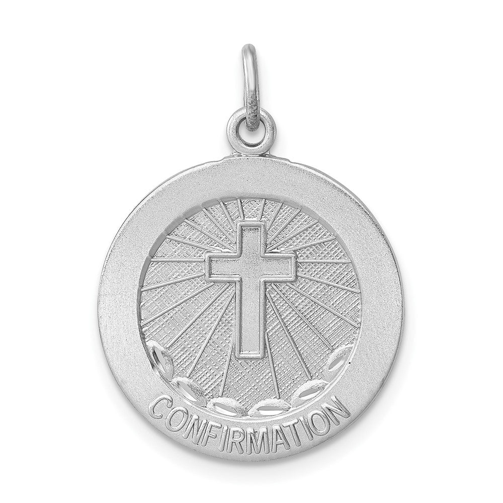 925 Sterling Silver Brushed Confirmation Medal Engravable Charm Pendant Jewelry Gifts (Length 0.98" Width 0.7")