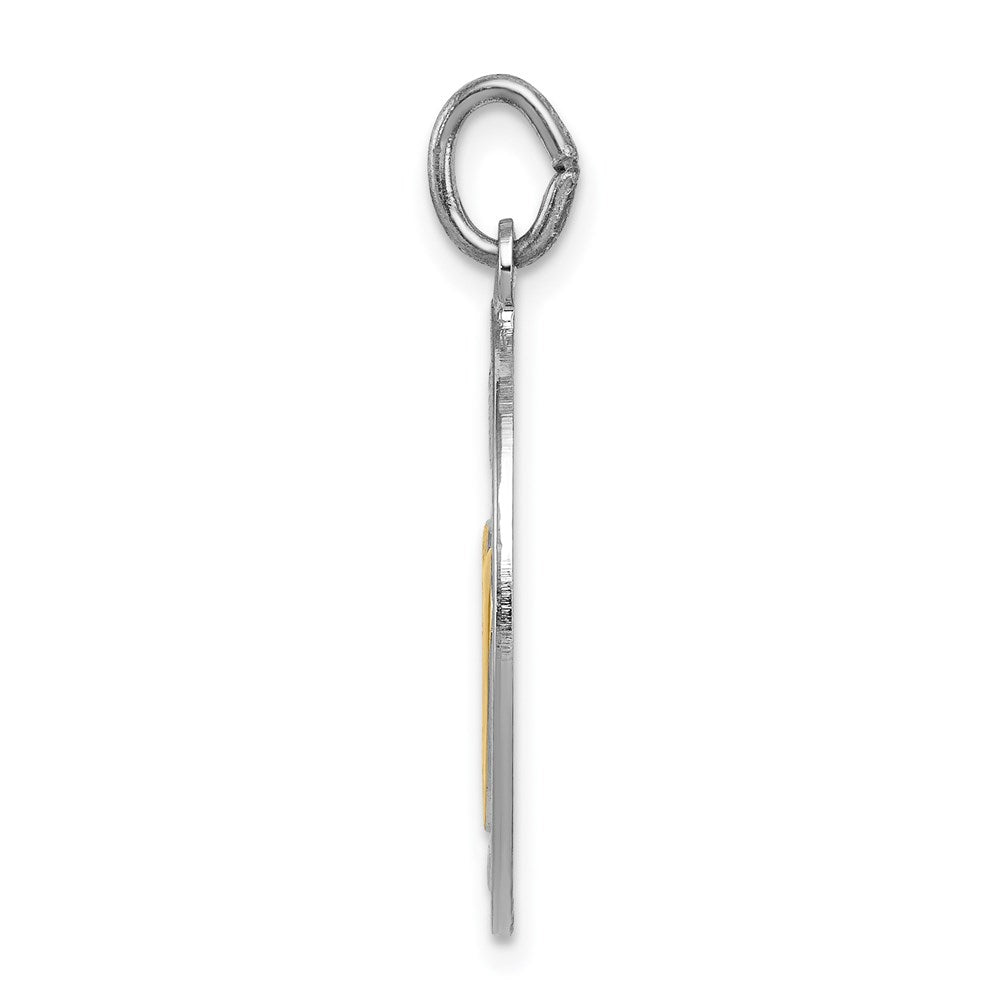925 Sterling Silver Gold plated Polished Mizpah 2 piece PendanEngravable Charm Pendant Jewelry Gifts (Length 1.21" Width 0.9")