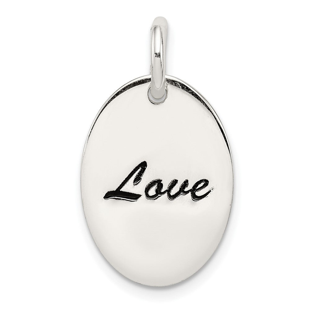 925 Sterling Silver Polished Enamel LoveEngravable Charm Pendant Jewelry Gifts (Length 0.94" Width 0.51")