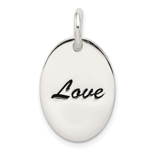 925 Sterling Silver Polished Enamel LoveEngravable Charm Pendant Jewelry Gifts (Length 0.94" Width 0.51")