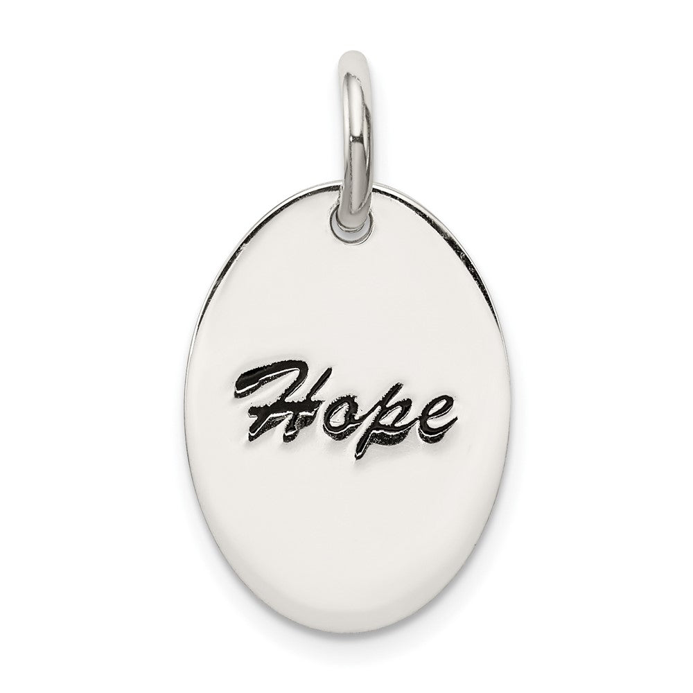 925 Sterling Silver Polished Enamel HopeEngravable Charm Pendant Jewelry Gifts (Length 0.7" Width 0.51")