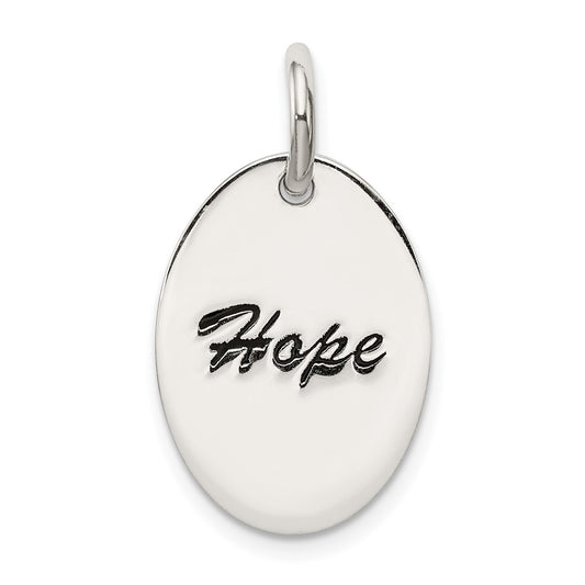 925 Sterling Silver Polished Enamel HopeEngravable Charm Pendant Jewelry Gifts (Length 0.7" Width 0.51")