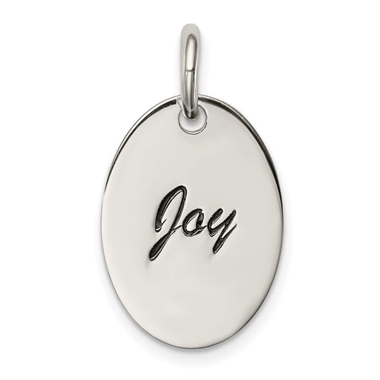 925 Sterling Silver Polished Enamel JoyEngravable Charm Pendant Jewelry Gifts (Length 0.7" Width 0.51")
