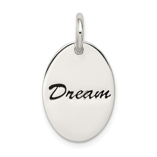 925 Sterling Silver Polished Enamel DreamEngravable Charm Pendant Jewelry Gifts (Length 0.7" Width 0.51")