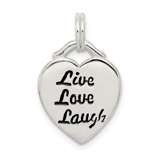 925 Sterling Silver LIVE LAUGH LOVE HeartEngravable Charm Pendant Jewelry Gifts (Length 0.86" Width 0.55")