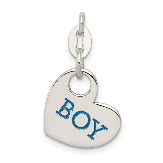 925 Sterling Silver Polished Enamel BoyEngravable Charm Pendant Jewelry Gifts (Length 0.98" Width 0.51")