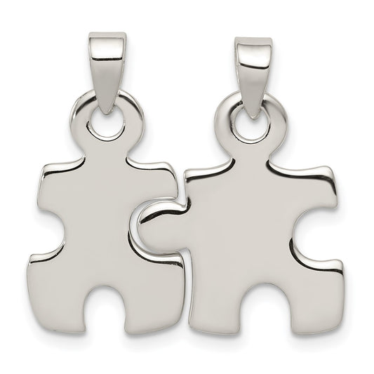 925 Sterling Silver Polished Puzzle PiecesEngravable Charm Pendant Jewelry Gifts (Length 1.01" Width 0.47")