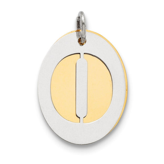 925 Sterling Silver Gold Plated Initial O Double Plate Oval Engravable Charm Pendant Jewelry Gifts (Length 0.94" Width 0.62")
