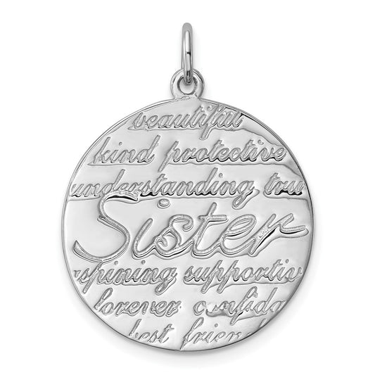 925 Sterling Silver SisterEngravable Charm Pendant Jewelry Gifts