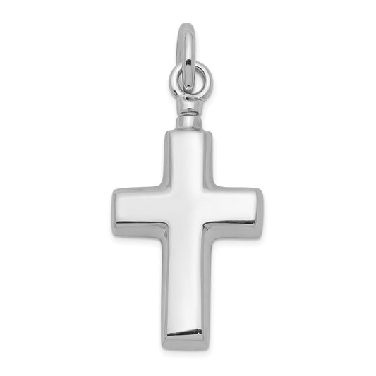 925 Sterling Silver Polished Crucifix Cross Ash Holder Engravable Charm Pendant Jewelry Gifts (Length 1.1" Width 0.71")