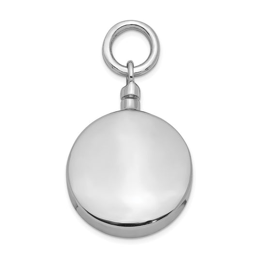 925 Sterling Silver Polished Round Ash Holder Engravable Charm Pendant Jewelry Gifts (Length 0.97" Width 0.79")