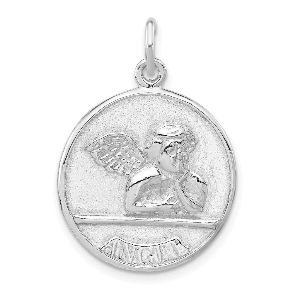 925 Sterling Silver Polished Raphael Angel Engravable Charm Pendant Jewelry Gifts (Length 1.13" Width 0.83")