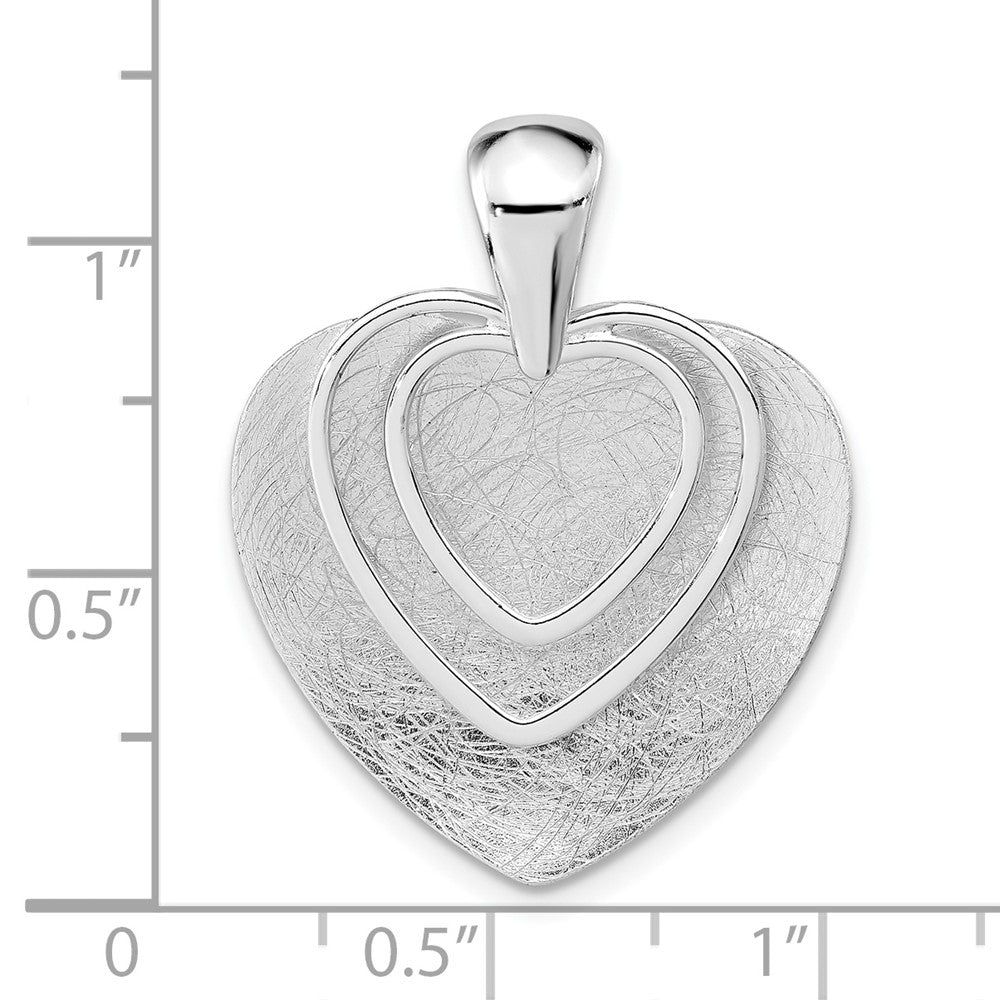 925 Sterling Silver Polished Textured Heart Engravable Charm Pendant Jewelry Gifts (Length 1.18" Width 0.95")