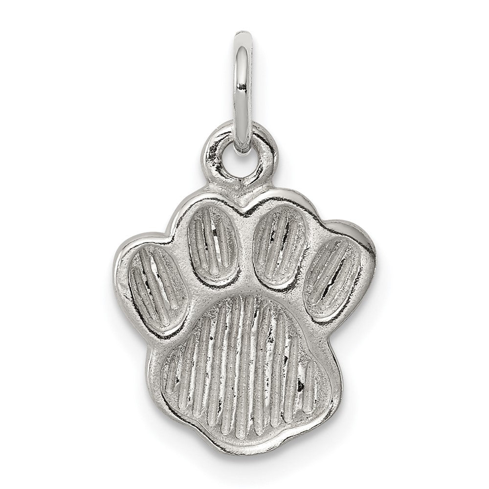 925 Sterling Silver Polished and Textured Paw PrintEngravable Charm Pendant Jewelry Gifts