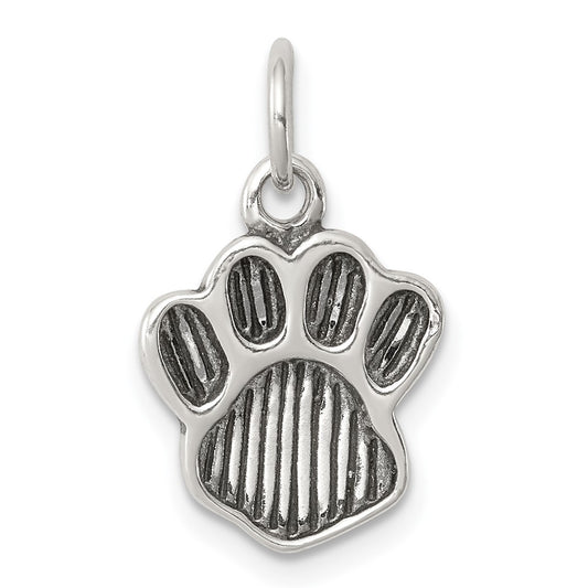 925 Sterling Silver Polished and Antiqued PawEngravable Charm Pendant Jewelry Gifts