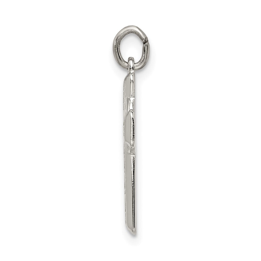 925 Sterling Silver Polished and Textured Celtic Crucifix CrossEngravable Charm Pendant Jewelry Gifts (Length 0.78" Width 0.47")