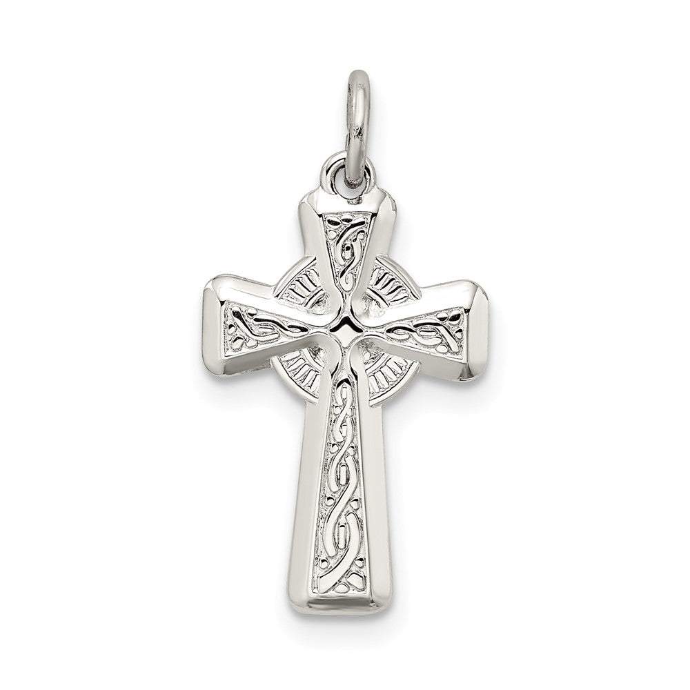 925 Sterling Silver Polished and Textured Celtic Crucifix CrossEngravable Charm Pendant Jewelry Gifts (Length 0.78" Width 0.47")
