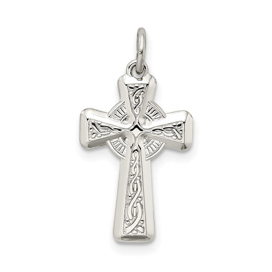 925 Sterling Silver Polished and Textured Celtic Crucifix CrossEngravable Charm Pendant Jewelry Gifts (Length 0.78" Width 0.47")