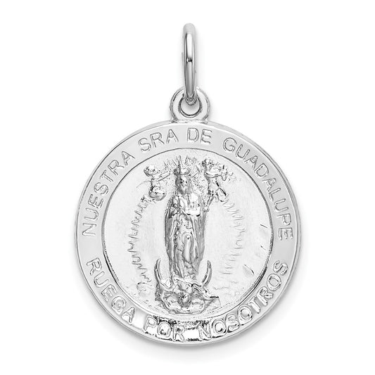 925 Sterling Silver Spanish Lady of Guadalupe Medal Engravable Charm Pendant Jewelry Gifts (Length 1.09" Width 0.72")