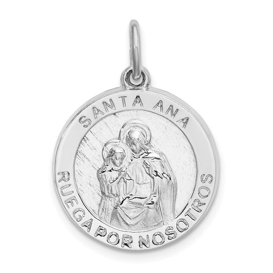 925 Sterling Silver Spanish Saint Anne Medal Engravable Charm Pendant Jewelry Gifts (Length 1.09" Width 0.74")