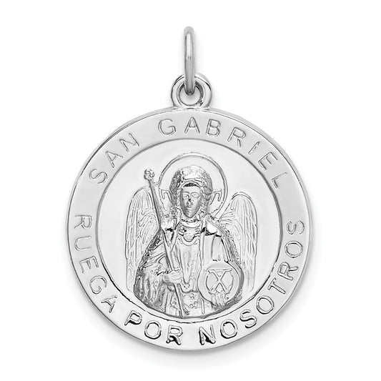 925 Sterling Silver Spanish St. Gabriel Medal Engravable Charm Pendant Jewelry Gifts (Length 1.09" Width 0.74")