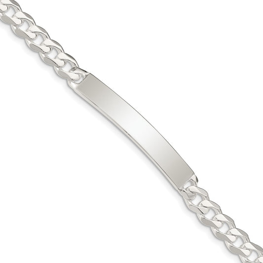 Engravable 925 Sterling Silver Curb Link ID Bracelet Length 8 inches Width 6 mm With Lobster Claw Clasp
