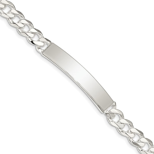 Engravable 925 Sterling Silver Curb Link ID Bracelet Length 8 inches Width 6 mm With Lobster Claw Clasp