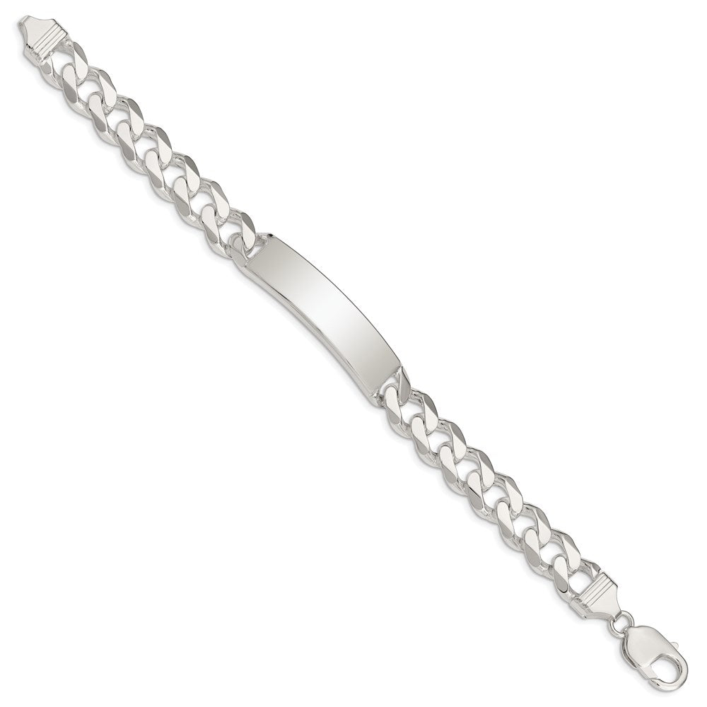 Engravable 925 Sterling Silver Curb Link ID Bracelet Length 8 inches Width 10 mm With Lobster Claw Clasp