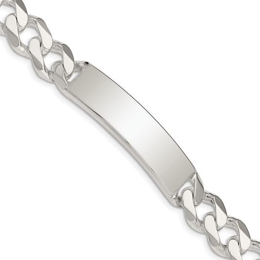 Engravable 925 Sterling Silver Curb Link ID Bracelet Length 8 inches Width 10 mm With Lobster Claw Clasp