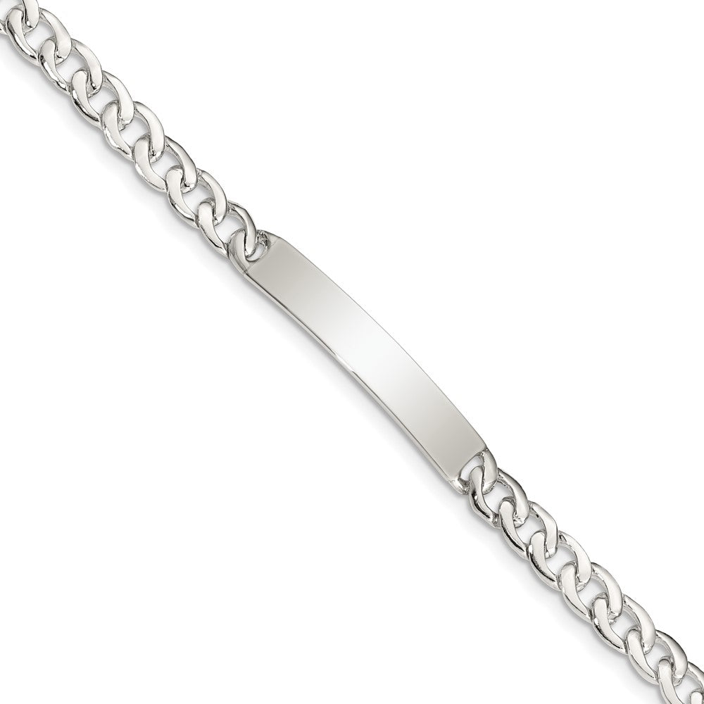 Polished Engravable 925 Sterling Silver Small ID Plate, Curb Link Bracelet Length 7.25 inches Width 5 mm With Lobster Claw Clasp