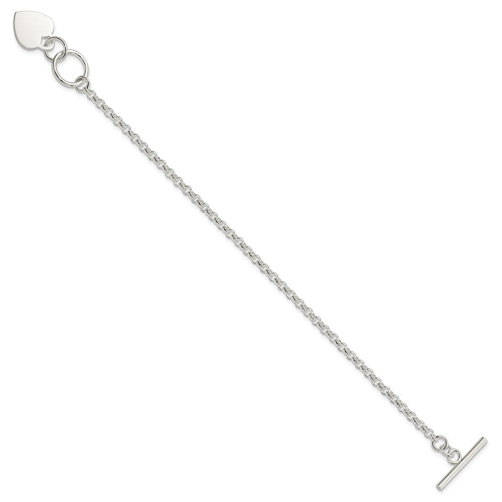 Polished Engravable 925 Sterling Silver Fancy Heart Bracelet Length 7.5 inches Width 11 mm With Hidden Safety Clasp