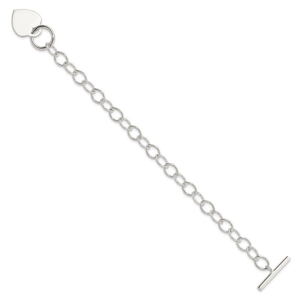 Polished Engravable 925 Sterling Silver Toggle Link Heart Bracelet Length 7.5 inches Width 19 mm With Hidden Safety Clasp