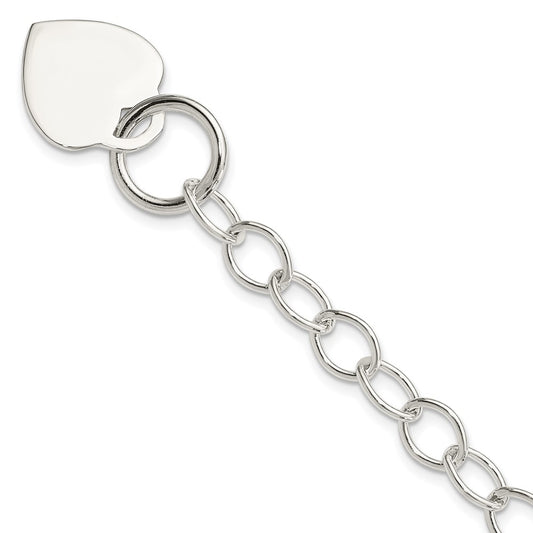 Polished Engravable 925 Sterling Silver Toggle Link Heart Bracelet Length 7.5 inches Width 19 mm With Hidden Safety Clasp