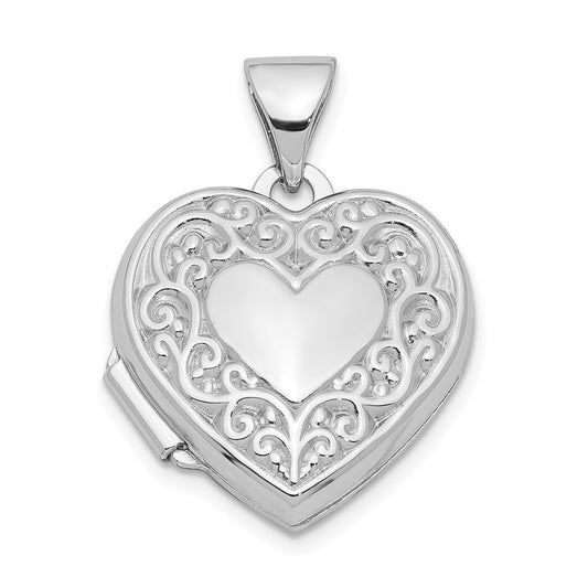 925 Sterling Silver Scroll Border Heart Locket Engravable Charm Pendant Jewelry Gifts (Length 0.83" Width 0.62")