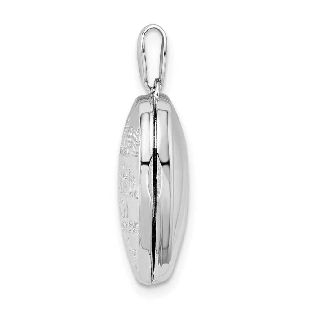 925 Sterling Silver Faith Hope Love 18mm Heart Locket Engravable Charm Pendant Jewelry Gifts (Length 0.96" Width 0.72")