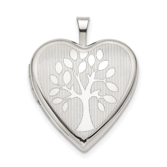 925 Sterling Silver 20mm Tree Heart Locket Engravable Charm Pendant Jewelry Gifts (Length 0.98" Width 0.76")