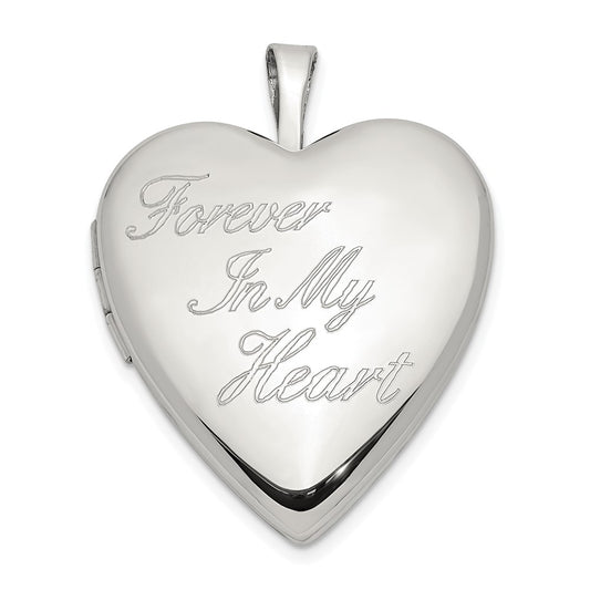 925 Sterling Silver 20mm FOREVER IN MY HEART Heart Locket Engravable Charm Pendant Jewelry Gifts (Length 0.98" Width 0.78")