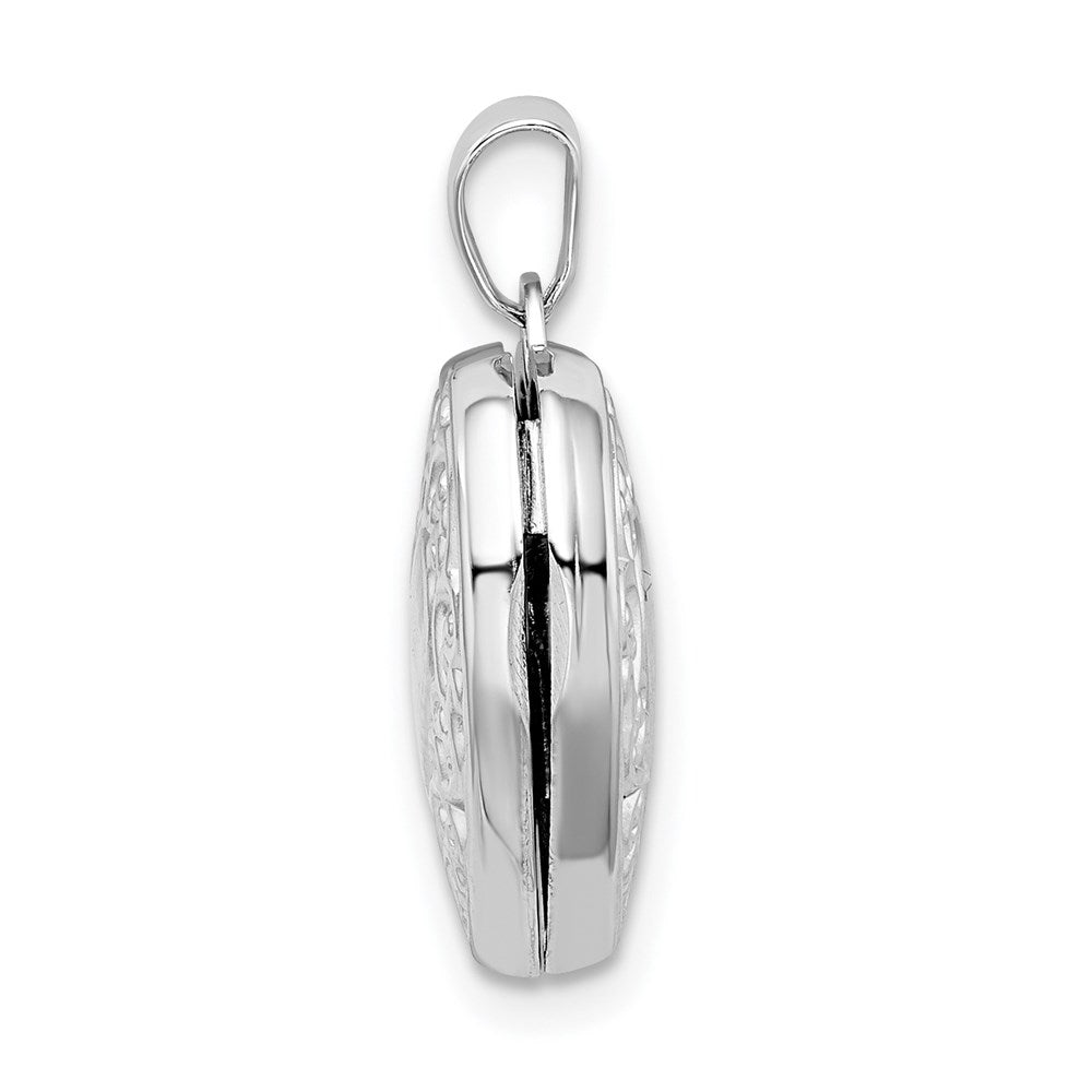 925 Sterling Silver Scroll Border Reversible 15mm Heart Locket Engravable Charm Pendant Jewelry Gifts (Length 0.82" Width 0.61")