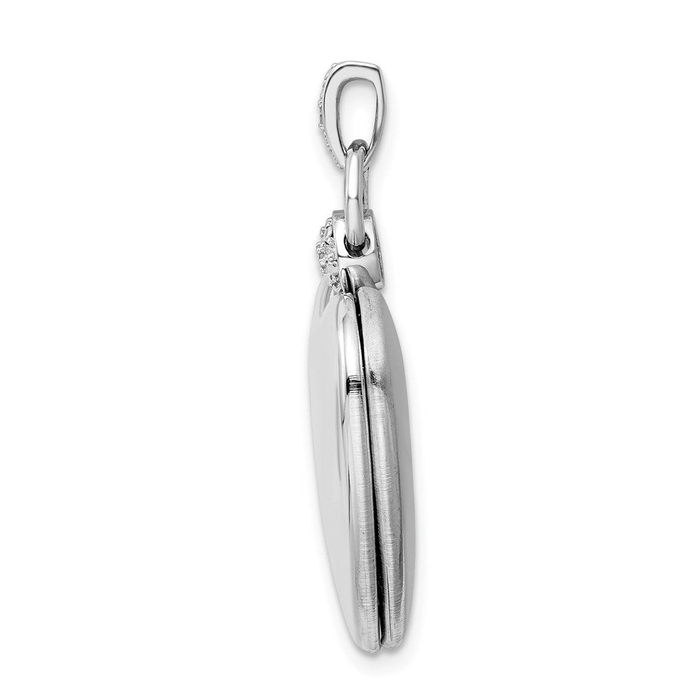 925 Sterling Silver 21mm Heart Dia. Accent Diamond Cut Satin Locket Engravable Charm Pendant Jewelry Gifts (Length 1.26" Width 0.76")
