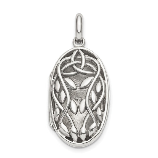 925 Sterling Silver Antiqued Filigree 23mm Locket Engravable Charm Pendant Jewelry Gifts (Length 1.24" Width 0.57")