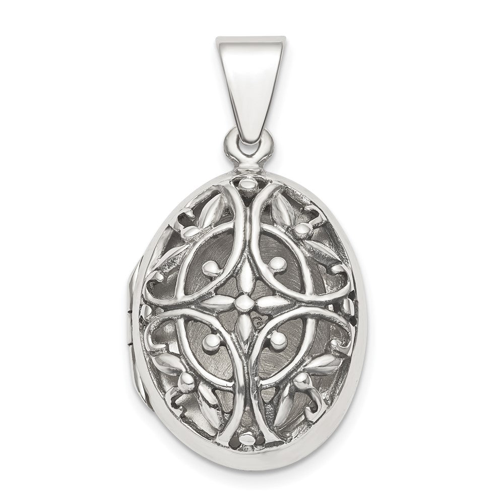 925 Sterling Silver Polished Filigree 22mm Oval Locket Engravable Charm Pendant Jewelry Gifts (Length 1.24" Width 0.69")