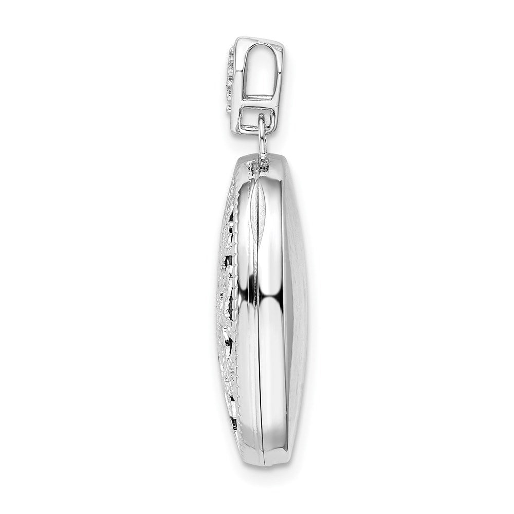 925 Sterling Silver Polished Textured Diamond Tree Locket Engravable Charm Pendant Jewelry Gifts (Length 1.12" Width 0.66")