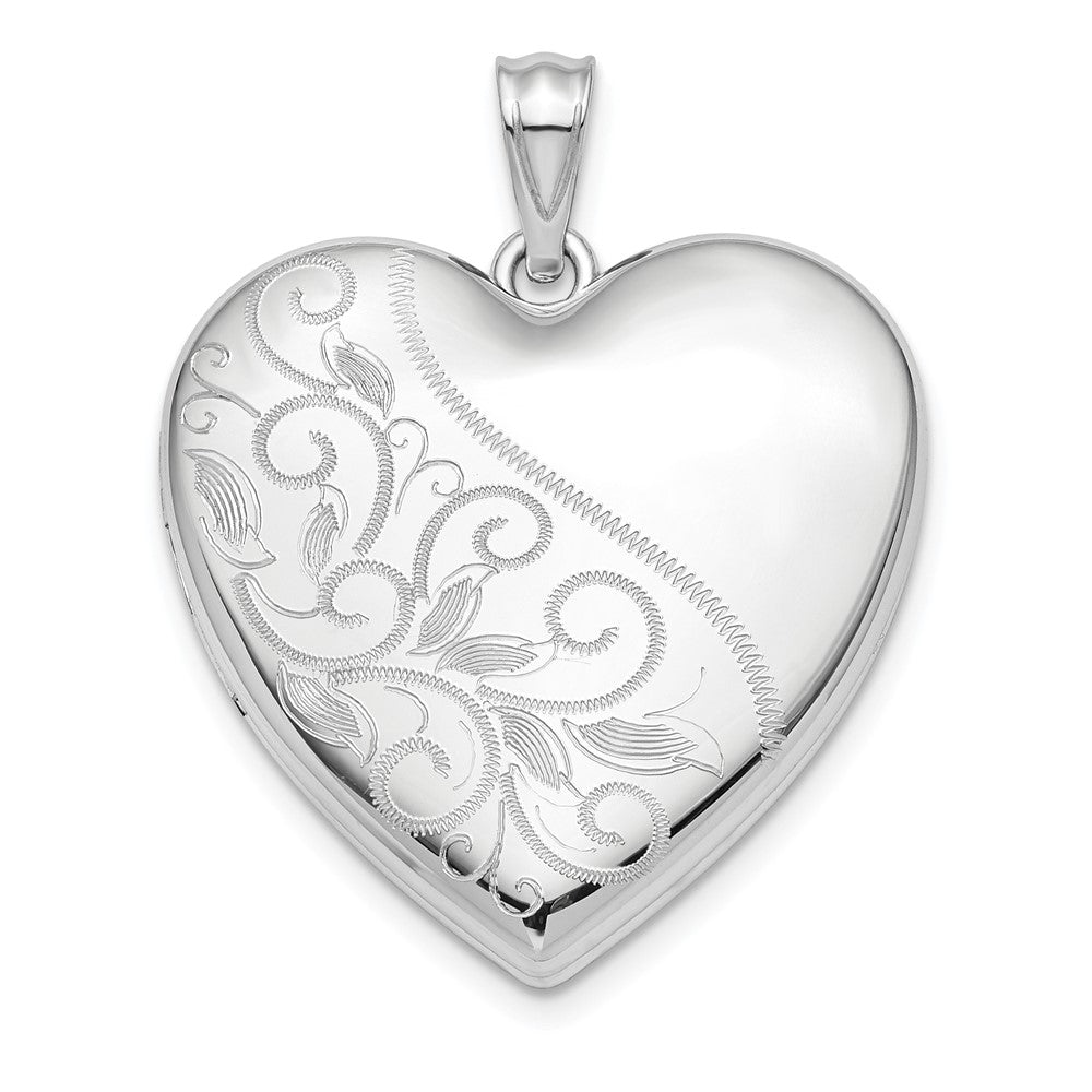 925 Sterling Silver 24mm Scrolled Ash Holder Heart Locket Engravable Charm Pendant Jewelry Gifts (Length 1.19" Width 0.93")