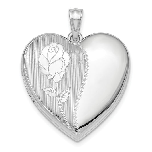 925 Sterling Silver Flower Ash Holder Heart Locket Engravable Charm Pendant Jewelry Gifts (Length 1.18" Width 0.93")