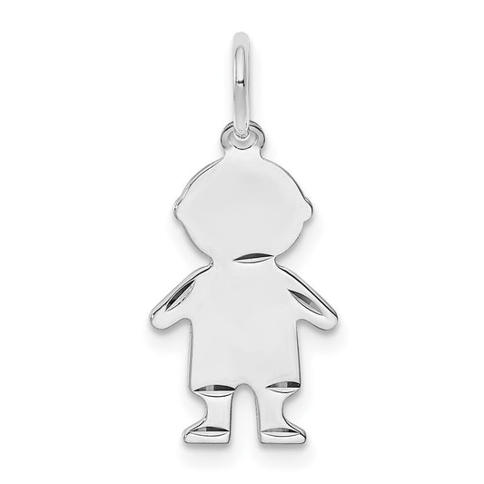 925 Sterling Silver Boy Polished Front Back Disc Engravable Charm Pendant Jewelry Gifts (Length 0.82" Width 0.39")