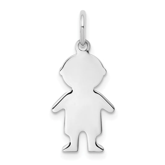 925 Sterling Silver Boy Polished Front Back Disc Engravable Charm Pendant Jewelry Gifts (Length 0.82" Width 0.39")